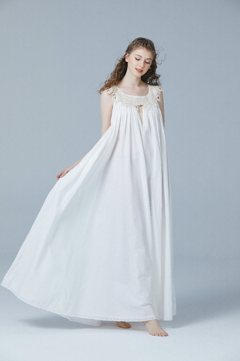 Victorian Lace Nightdress White Long | Summer Sleeveless Long Lace Dress -  Summer - Aliexpress